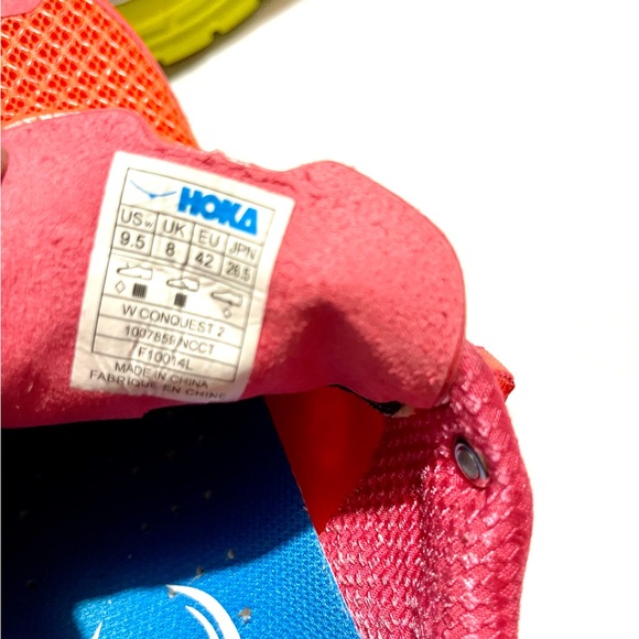 Hoka one conquest 2 bright neon coral orange running shoes sneakers women’s 9.5 - Picture 12 of 13